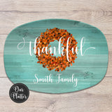 Personalized Family Platter – Custom Holiday Serving Tray, Boxwood Berry Design