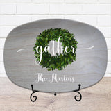 Personalized Family Platter – Custom Holiday Serving Tray, Boxwood Berry Design