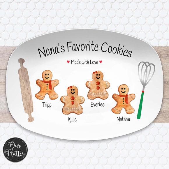 Personalized Gingerbread Platter | Custom Family Christmas Plate
