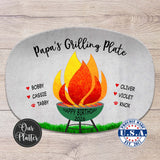 BBQ Grilling Personalized Platter - Flames Design | Father's Day Gift