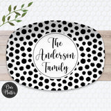 Personalized Blue Pattern Platter: Custom Family Name Serving Piece