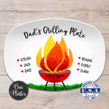BBQ Grilling Personalized Platter - Flames Design | Father's Day Gift