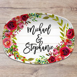 Red Floral Personalized Platter