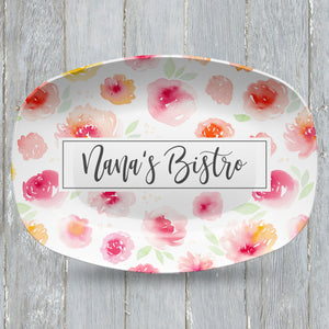 Pink Floral Personalized Custom Platter