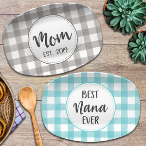 Mother's Day Buffalo Plaid Personalized Platter