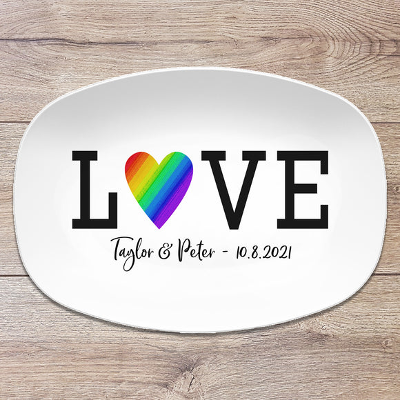 Love Rainbow Heart Personalized Platter