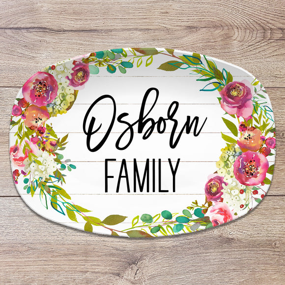 Pink Floral Personalized Platter