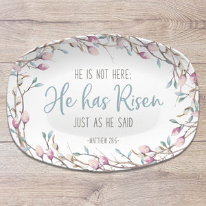 Easter Scripture Platter | Matthew 28:6 | Custom Bible Verse – Our Platter