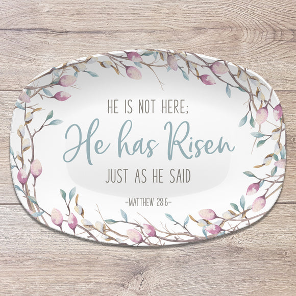 Easter Scripture Platter | Matthew 28:6 | Custom Bible Verse