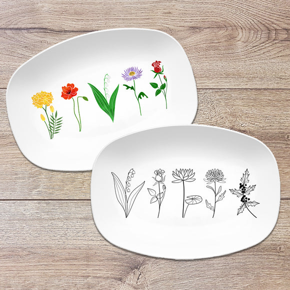 Birth Month Flower Family Custom Personalized Platter Minimalist Design