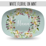 Mother's Day White Floral Personalized Platter ~ Best Mom Ever ~ Home Is Where Mom Is ~ Gift for Mom or Grandma