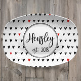 Patterned Personalized Custom Platter | Aztek • Dots • Black and White • Blue and White