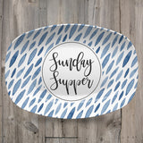 Patterned Personalized Custom Platter | Aztek • Dots • Black and White • Blue and White