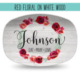 Custom Floral Wreath Personalized Platter | Choose Your Design | Wedding • Shower • Anniversary • Housewarming