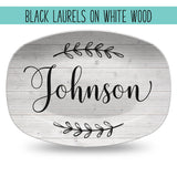 Custom Farmhouse Laurels Personalized Platter | Wedding • Shower • Anniversary • Housewarming