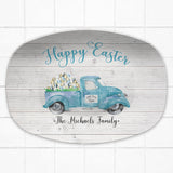 Vintage Truck Happy Easter | Personalized Platter | Blue Mint Pink
