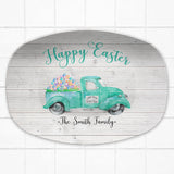 Vintage Truck Happy Easter | Personalized Platter | Blue Mint Pink