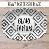 Distressed Diamond Aztek, Boho, Farmhouse Style  Personalized Platters