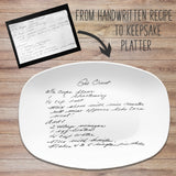 Handwritten Recipe Personalized Platter, Green Wreath Design, Transfer Recipe Gift, Handwriting Keepsake Plate, Family Recipe Heirloom Dish