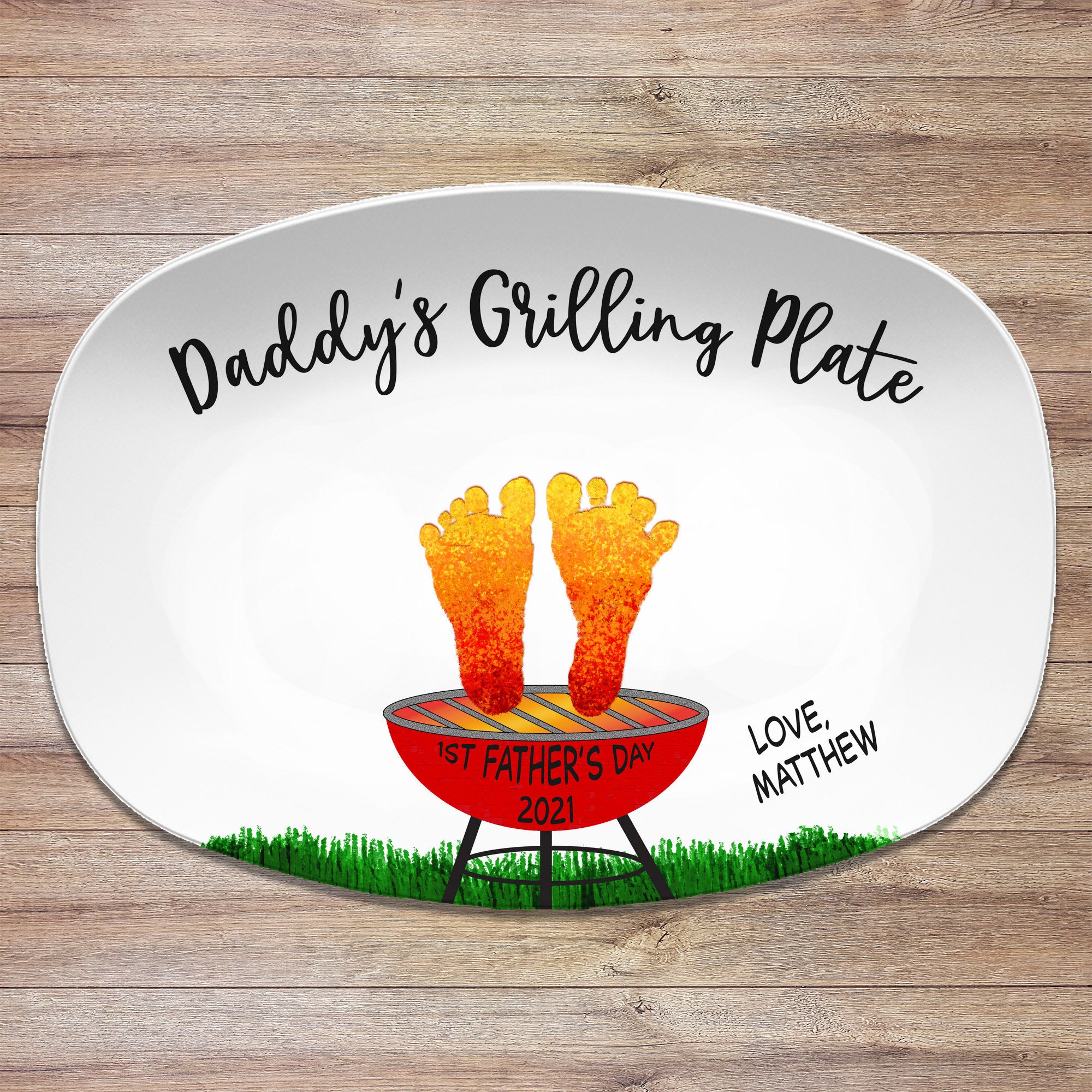Grill Master BBQ Gifts, Personalized Grilling Plate, Dad Gift From