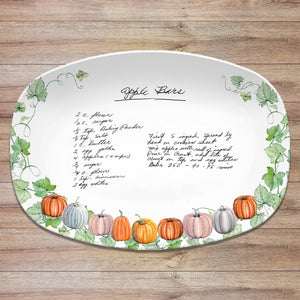 Thanksgiving Fall Pumpkin Handwritten Recipe Personalized Platter 