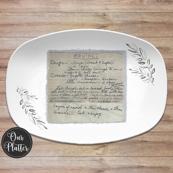 Vintage Recipe Personalized Platter | Handwriting • Recipe Card • Keepsake