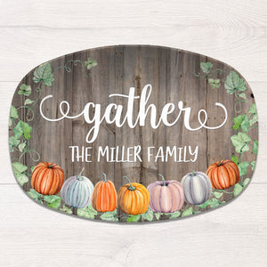 Gather Fall Pumpkins Thanksgiving Personalized Platter
