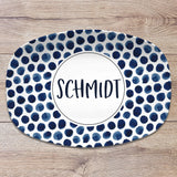 Blue & White Patterned Personalized Custom Platter
