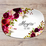 Floral Custom Name Family Personalized Platter