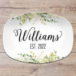 Greenery Custom Name Family Personalized Platter