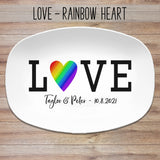 Love Rainbow Heart Personalized Platter 
