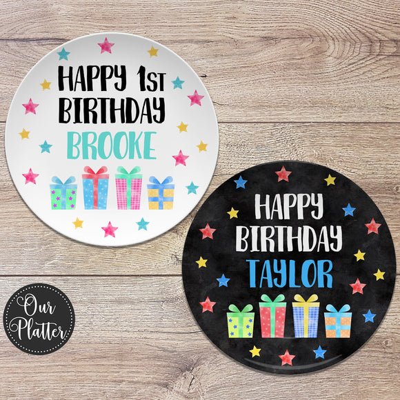 Happy Birthday Personalized Plate, Gifts Stars, Birthday 10