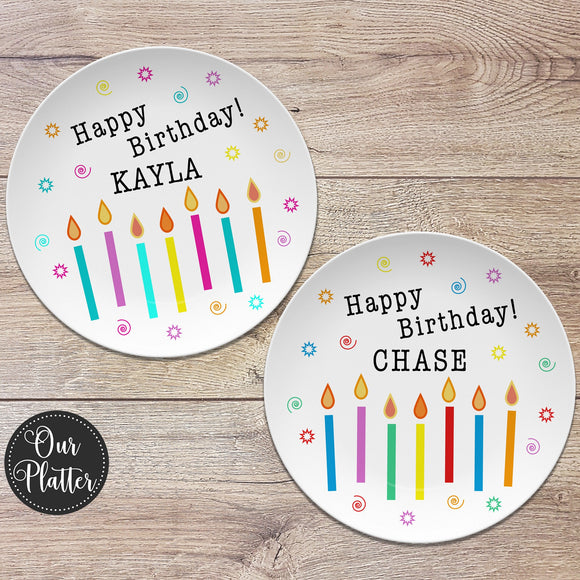 Happy Birthday Candles Personalized Plate, Birthday 10