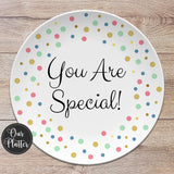 You Are Special Personalized Plate, Dots, Sprinkles, Confetti, 10" Plate, Milestone Birthday, Special Day, Sweet 16