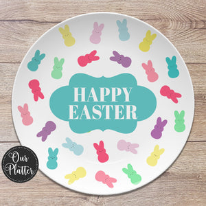 Easter Bunny Peeps Personalized Plate or Platter, Easter Hostess Gift, Easter Plates, Personalized Easter Gift, Basket Gift, , Easter Hostess Gift, Easter Plates, Personalized Easter Gift, Basket Gift