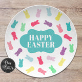 Easter Bunny Peeps Personalized Plate or Platter, Easter Hostess Gift, Easter Plates, Personalized Easter Gift, Basket Gift