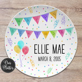 Happy Birthday Banner Personalized Plate, Birthday 10" Plate, First Birthday Girl Boy, Party Plate, Kids Plastic Plate, Party Decoration