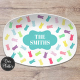 Easter Bunny Peeps Personalized Plate or Platter, Easter Hostess Gift, Easter Plates, Personalized Easter Gift, Basket Gift
