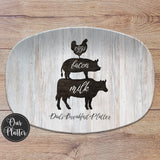 Eggs Bacon Milk Breakfast Personalized Platter, Father's Day, Mother's Day, Serving Tray, Grandma's Breakfast, Sunday Breakfast Plate