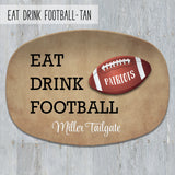 Eat Drink Football Game Day Tailgating Personalized Platter, Super Bowl Hostess Gift, Football Party