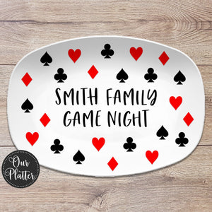 Family Game Night Personalized Platter, Poker Night, Card Games, Card Suits, Custom Serving Tray