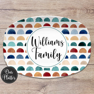 Personalized Platter Boho Pattern, Custom Name Family, Gift Plate for Wedding, Anniversary, Shower, Birthday