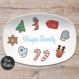 Christmas Sugar Cookies Personalized Platter, Winter Holiday Plate, Custom Family Platter, Hostess Gift for Holidays, Gift for Her
