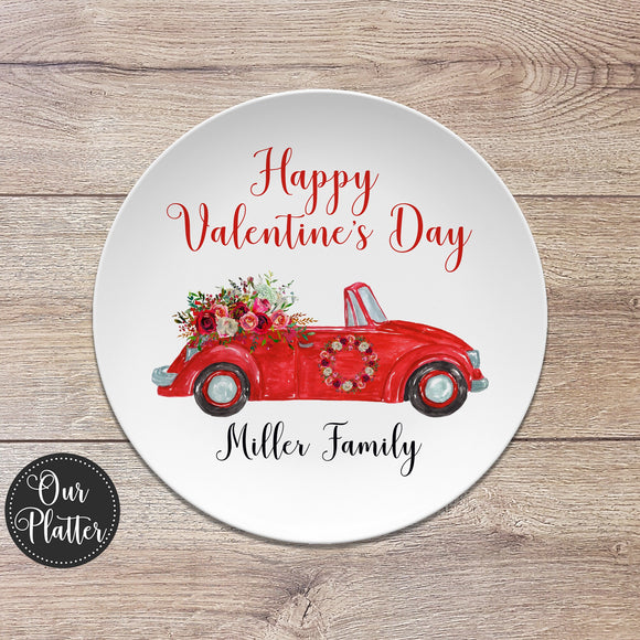 Red Vintage Car Valentine Personalized Plate