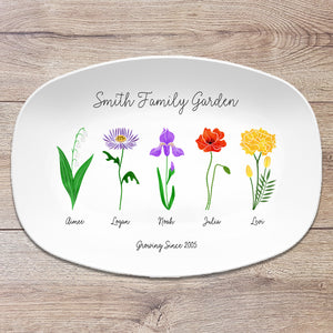 Birth Flower Family Custom Personalized Platter