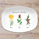 Grammie's Garden ~ Birth Month Flower Family Custom Personalized Platter