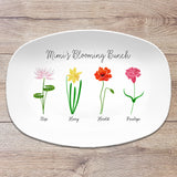 Birth Flower Family Custom Personalized Platter